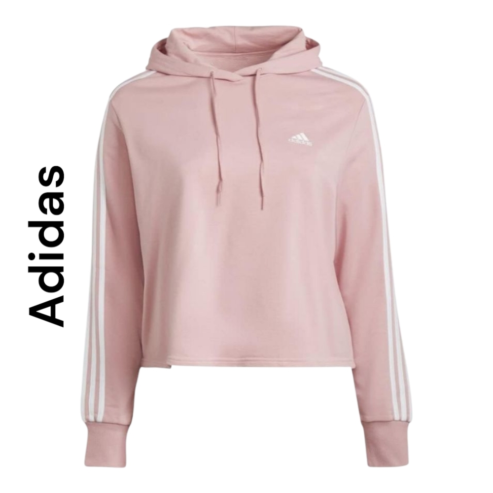 Adidas Women's Essentials Pink Cropped Hoodie Plus Size